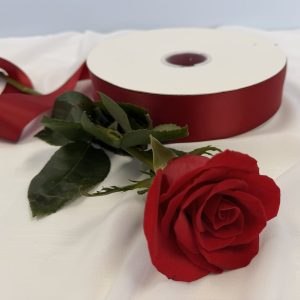 1-1/5 inch Double sided Scarlet satin ribbon, 100 yards